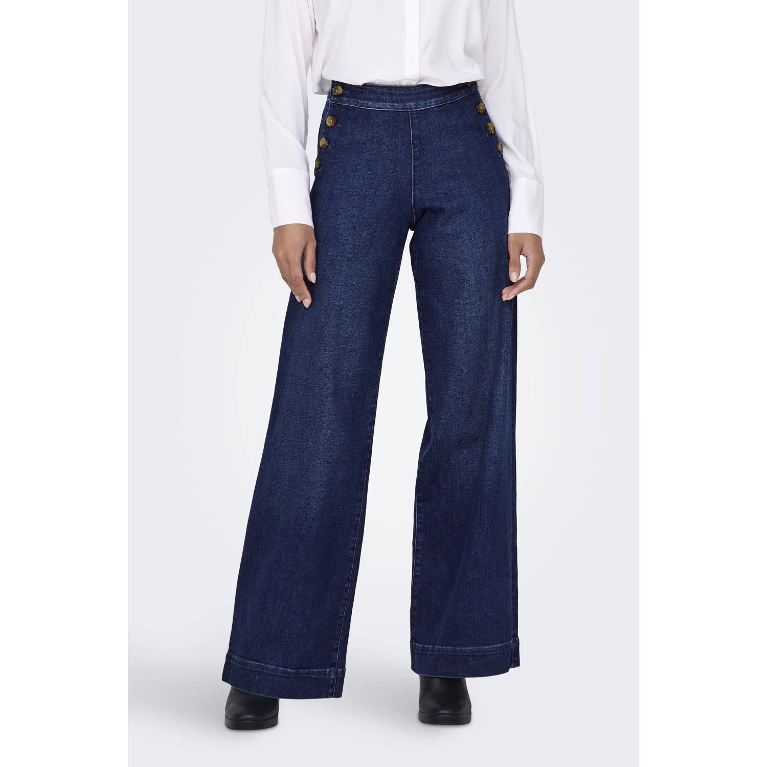 ONLY high waist wide leg jeans dark blue denim