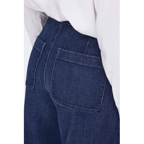 ONLY high waist wide leg jeans dark blue denim afbeelding