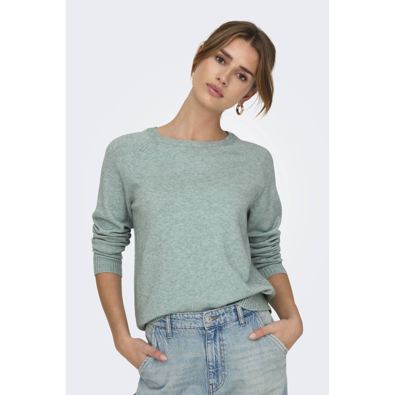 ONLY pullover grijsgroen gebreid