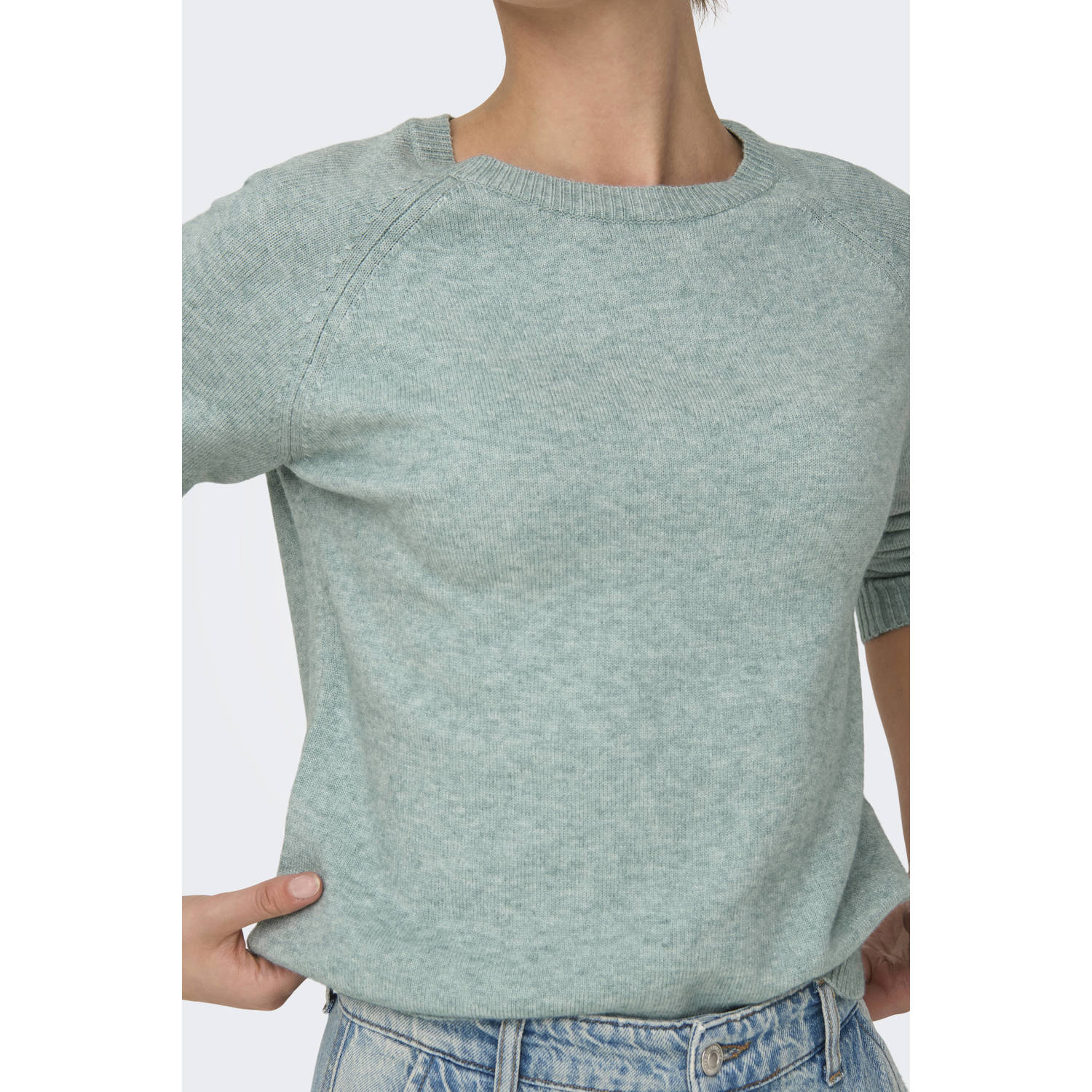 ONLY pullover grijsgroen gebreid