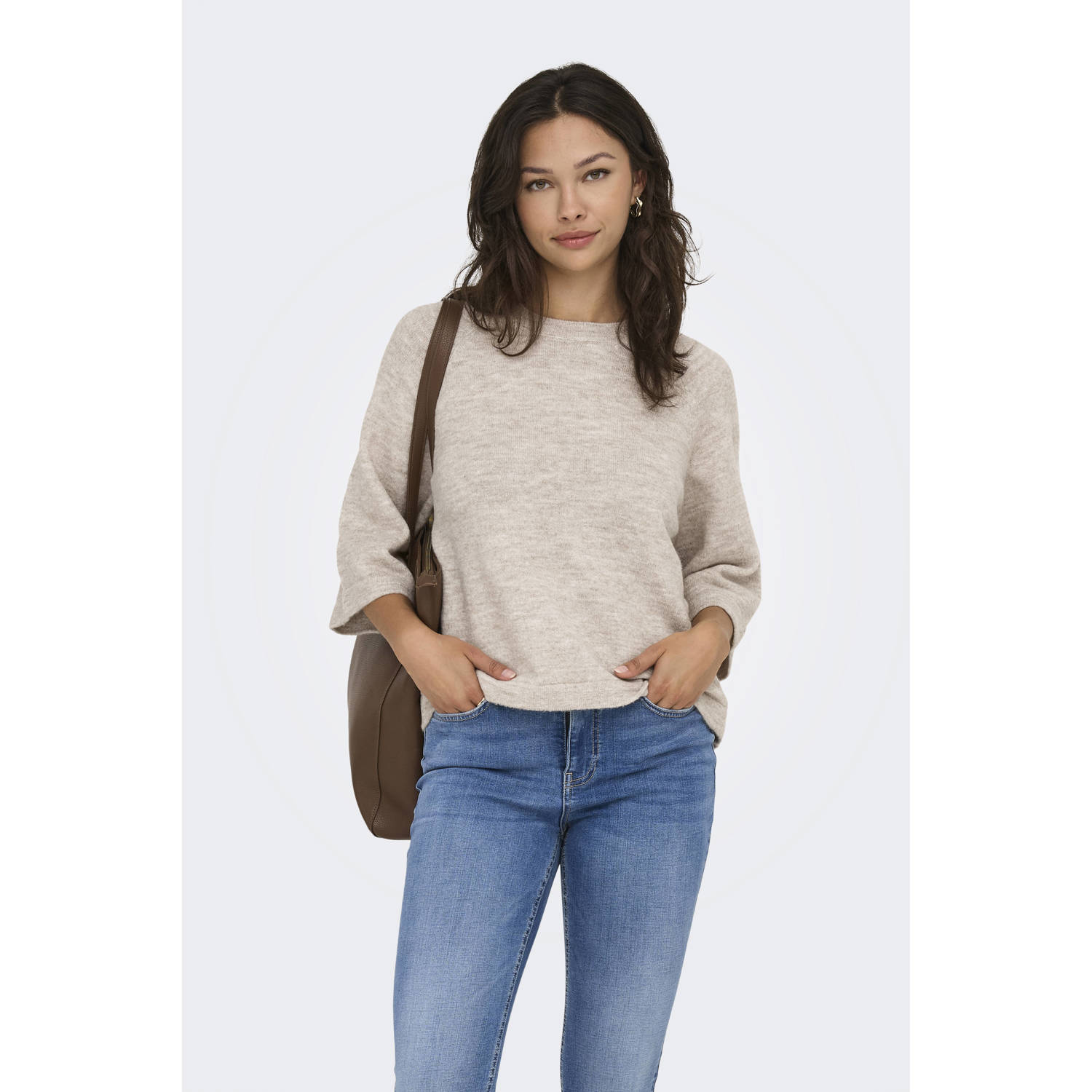 Only Simoni Trui Gebreid Pumice Stone Melange Beige Dames