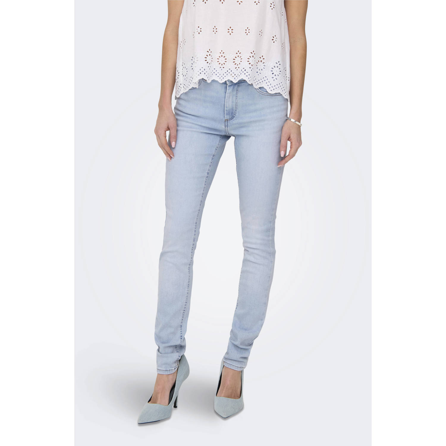 ONLY regular waist skinny jeans light blue denim