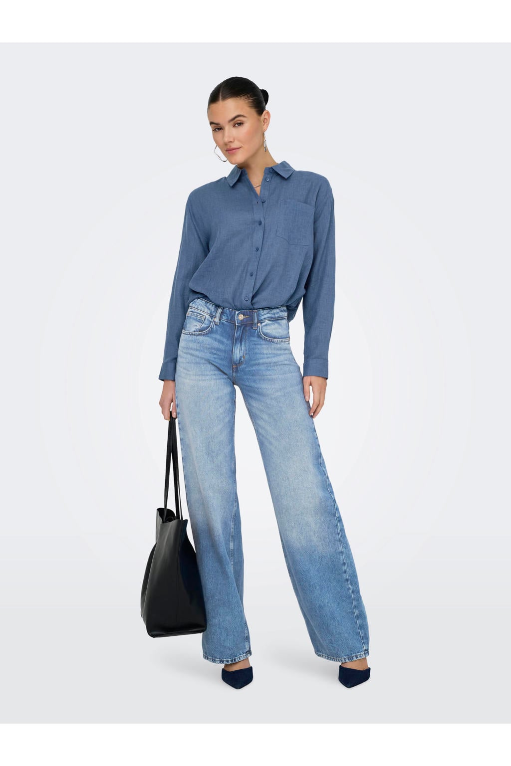 ONLY low waist wide leg jeans light blue denim