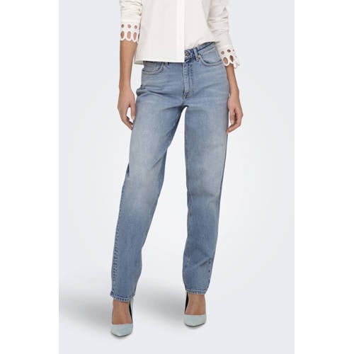 ONLY high waist mom jeans light blue denim afbeelding