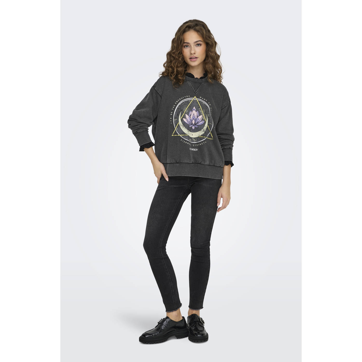 Only Comfort fit sweatshirt van katoenmix model 'LUCINDA'