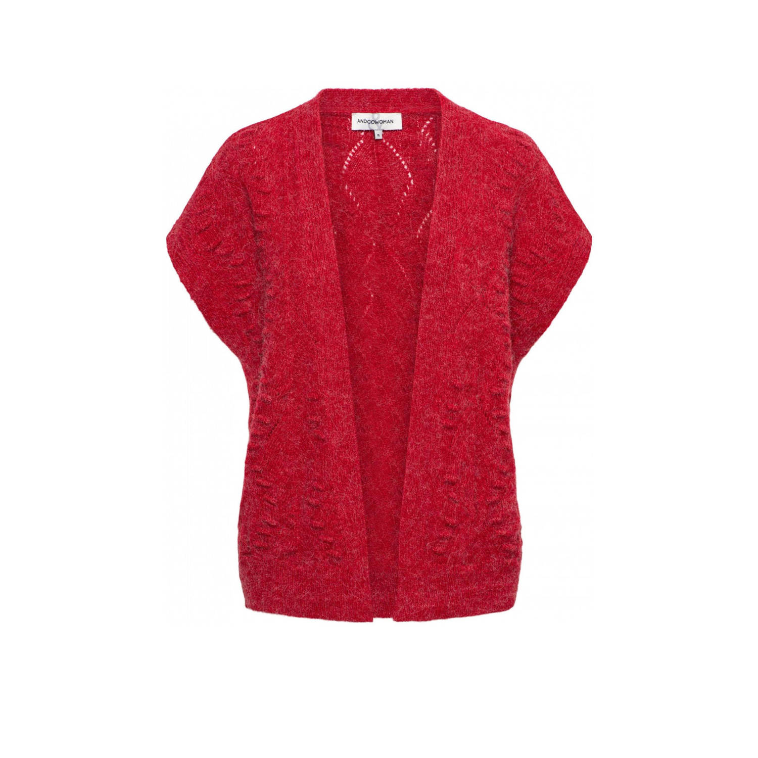 &Co Woman Rood Jacquard Gebreid Vest Red Dames