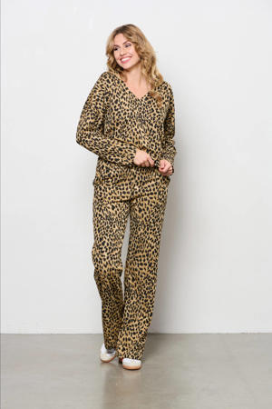 top DALLAS ANIMAL met panterprint bruin/zwart