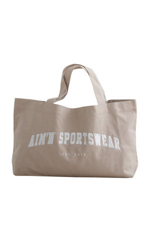 canvas shopper met logo Varsity beige