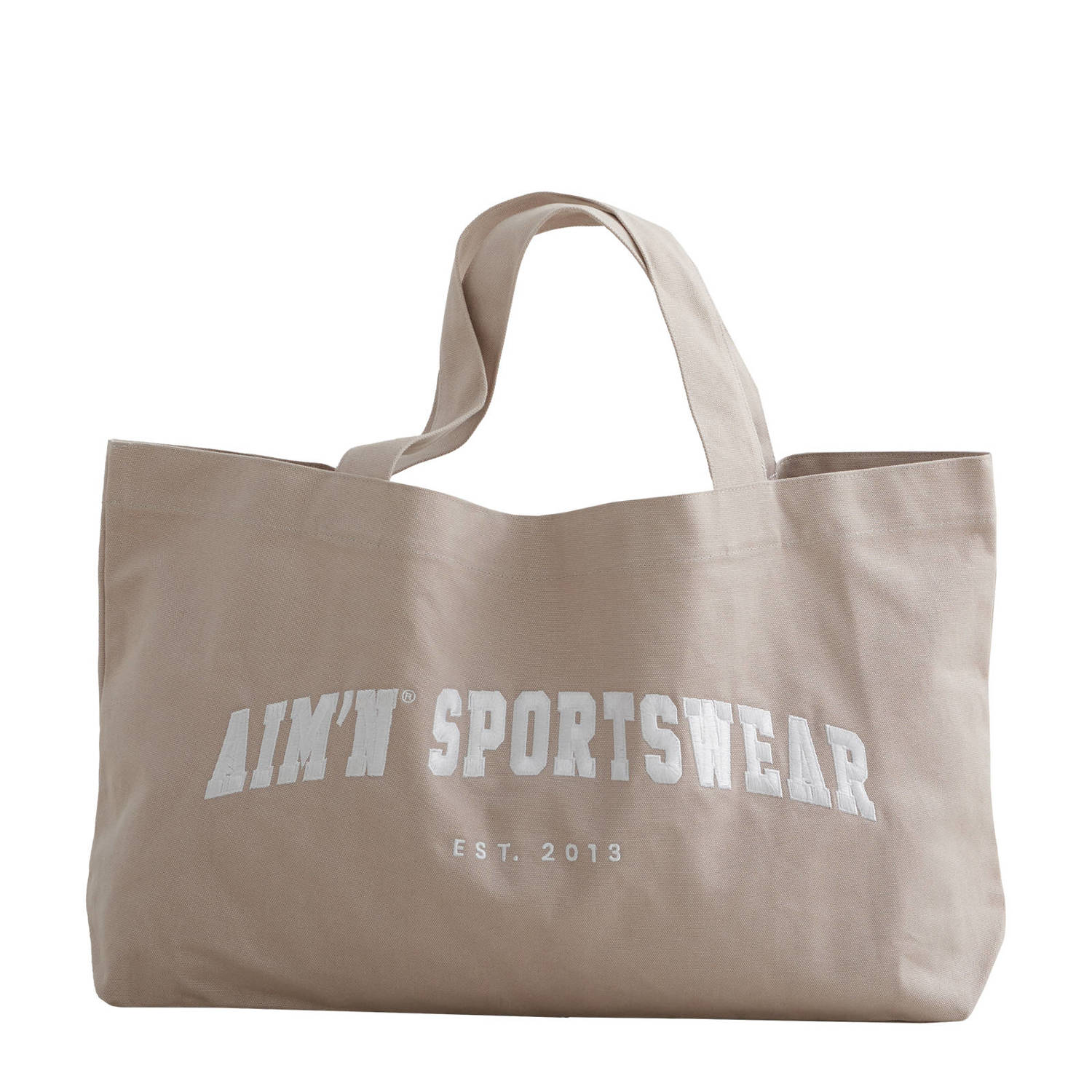 Aim'n canvas shopper met logo Varsity beige