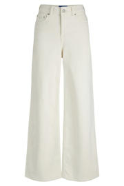 thumbnail: Witte dames JJXX high waist wide leg jeans van denim met rits- en knoopsluiting en effen