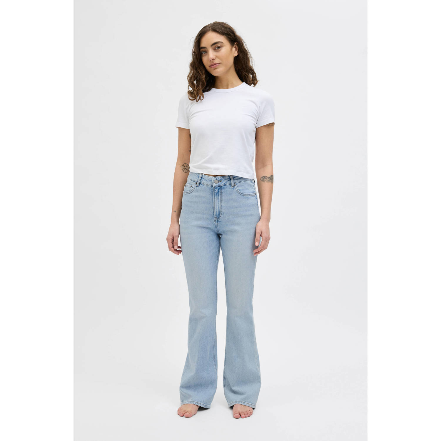 JJXX high waist bootcut jeans light blue denim