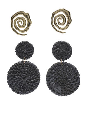 oorbellen ONLMALENA - set van 2 zwart/goudkleurig