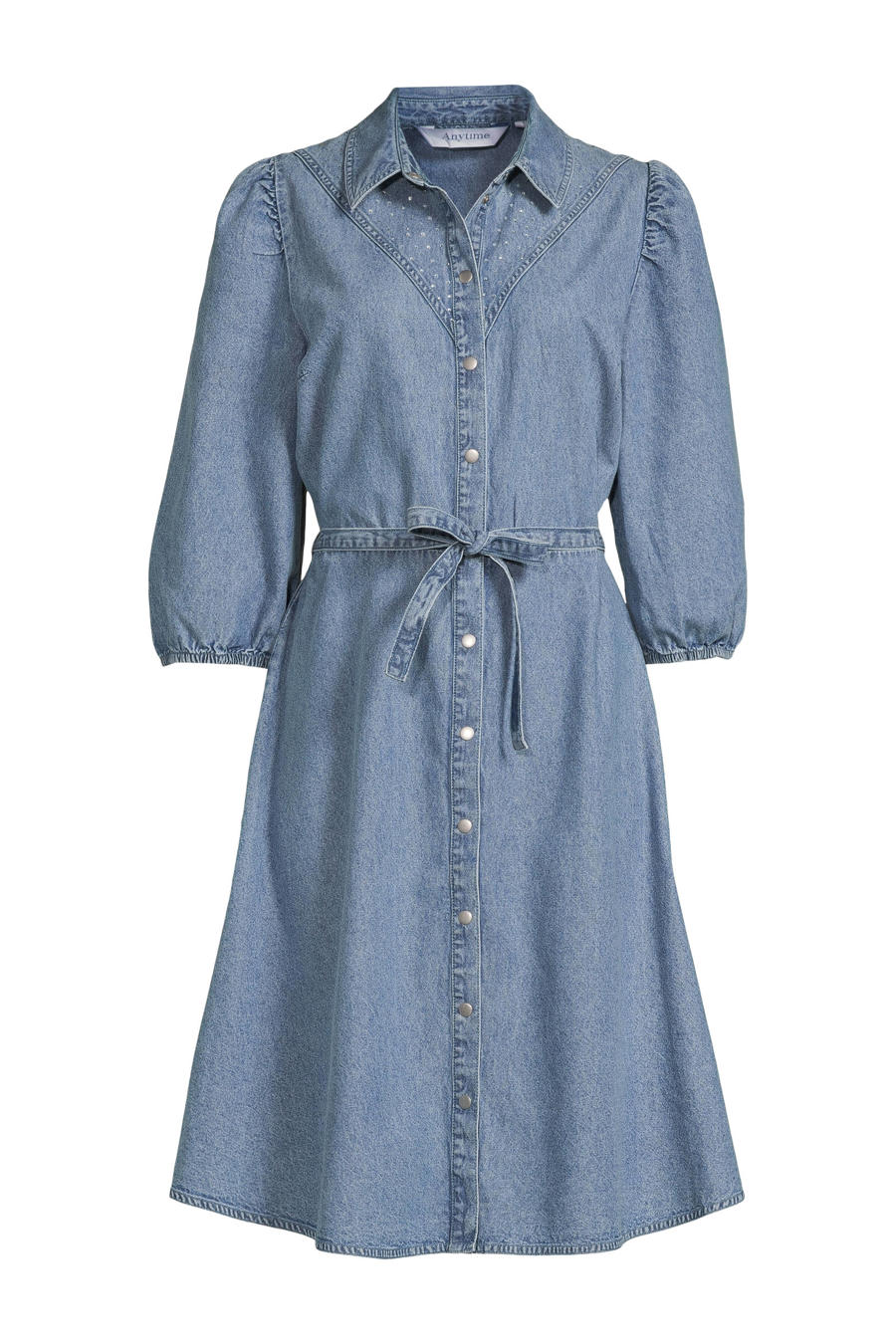 TOSHIKII Lange denim maxi-jurken voor dames lange mouwen