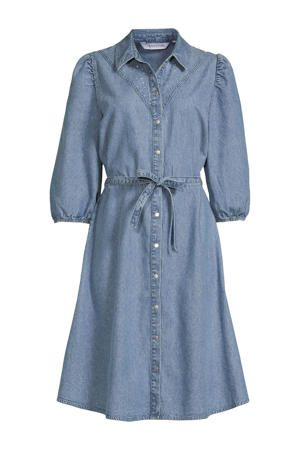 denim overhemdjurk met strass steentjes blauw