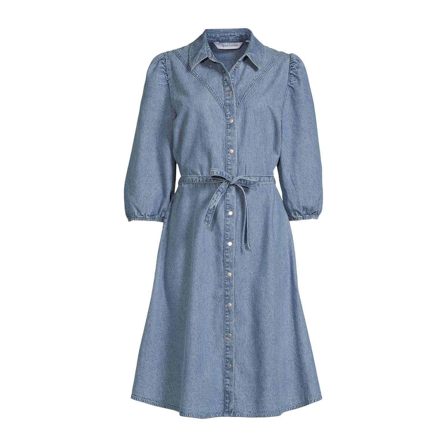 Anytime denim overhemdjurk blauw