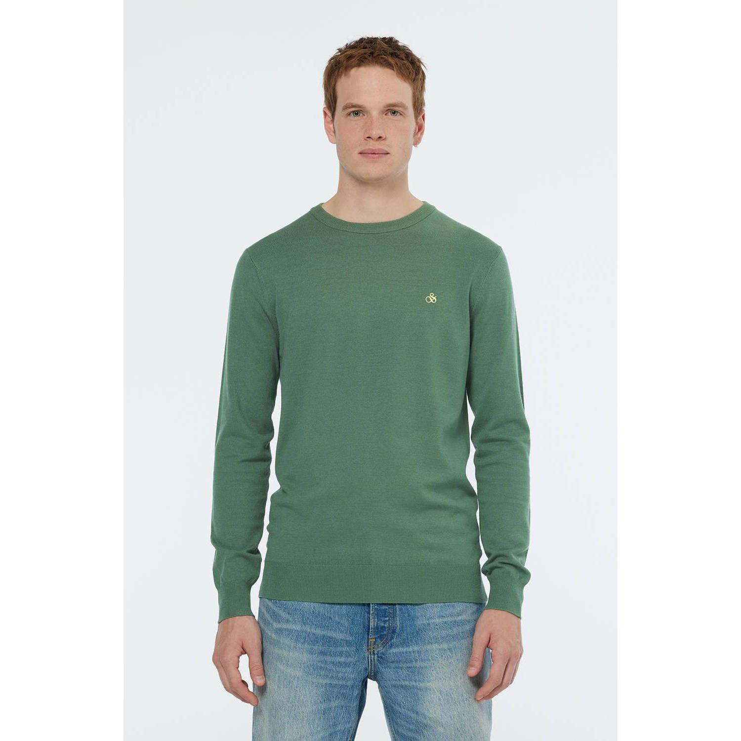 SCOTCH & SODA Heren Truien & Vesten Viscose Regular Fit Crewneck Groen