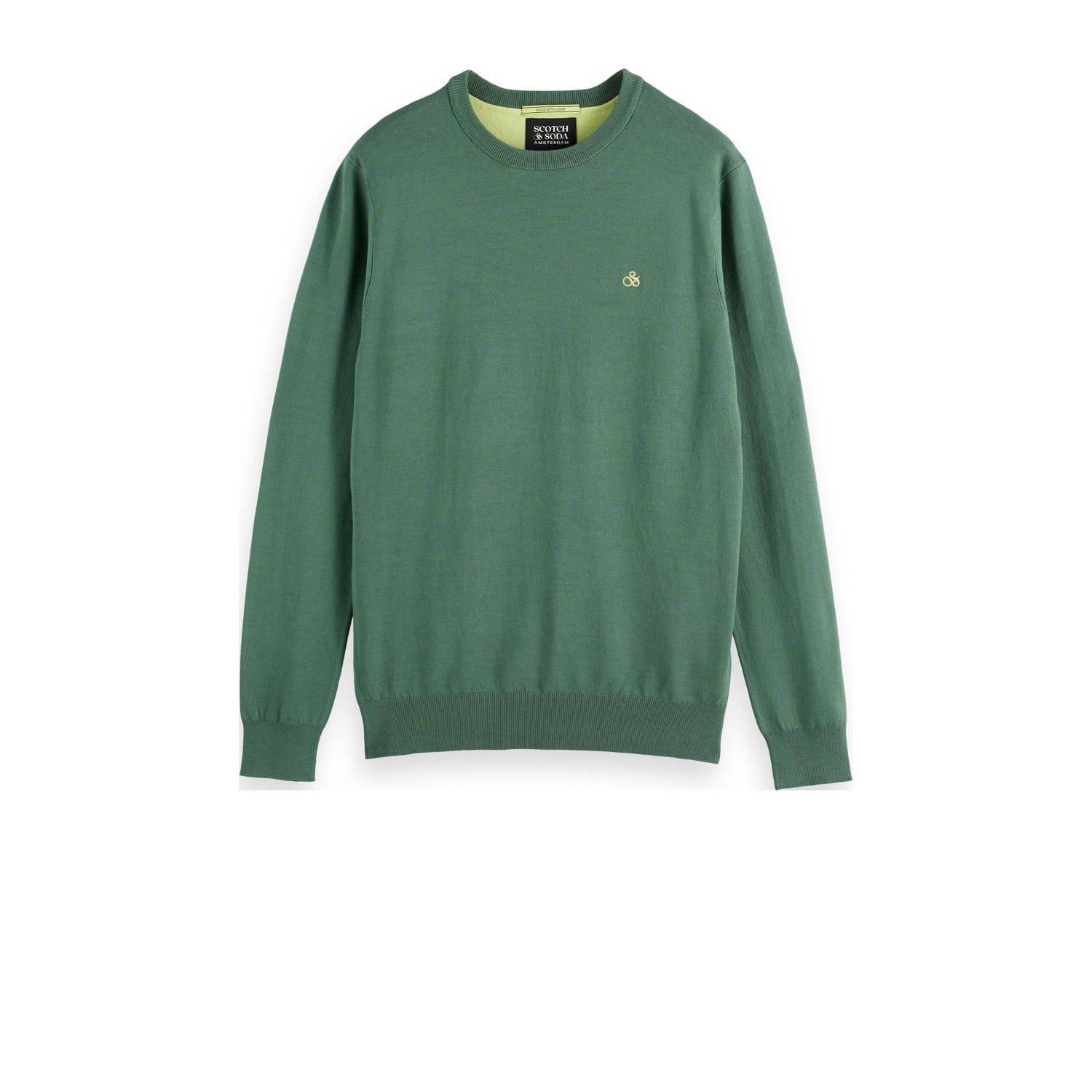 SCOTCH & SODA Heren Truien & Vesten Viscose Regular Fit Crewneck Groen