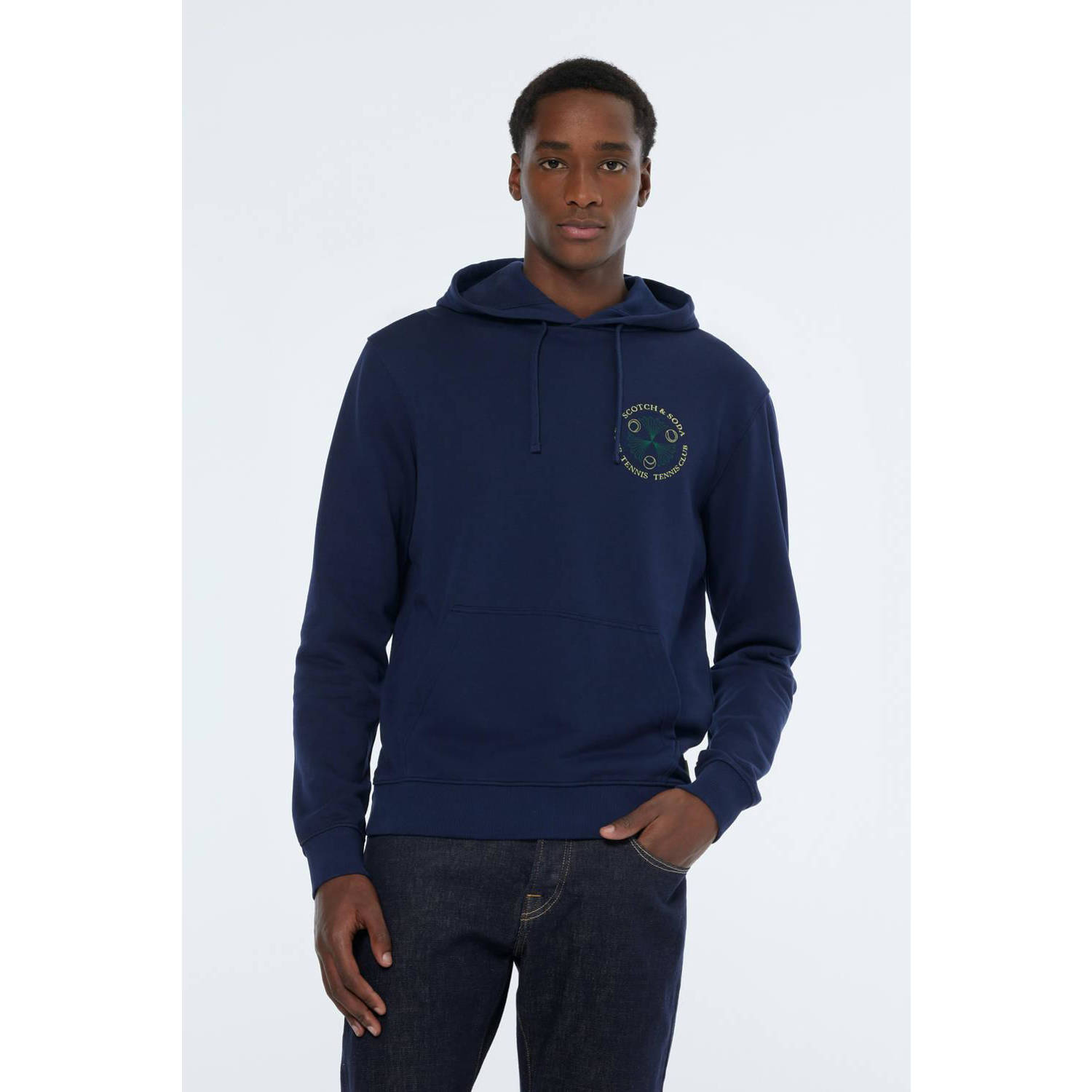 Scotch & Soda Artwork Hoodie Sweatshirt Blue Heren