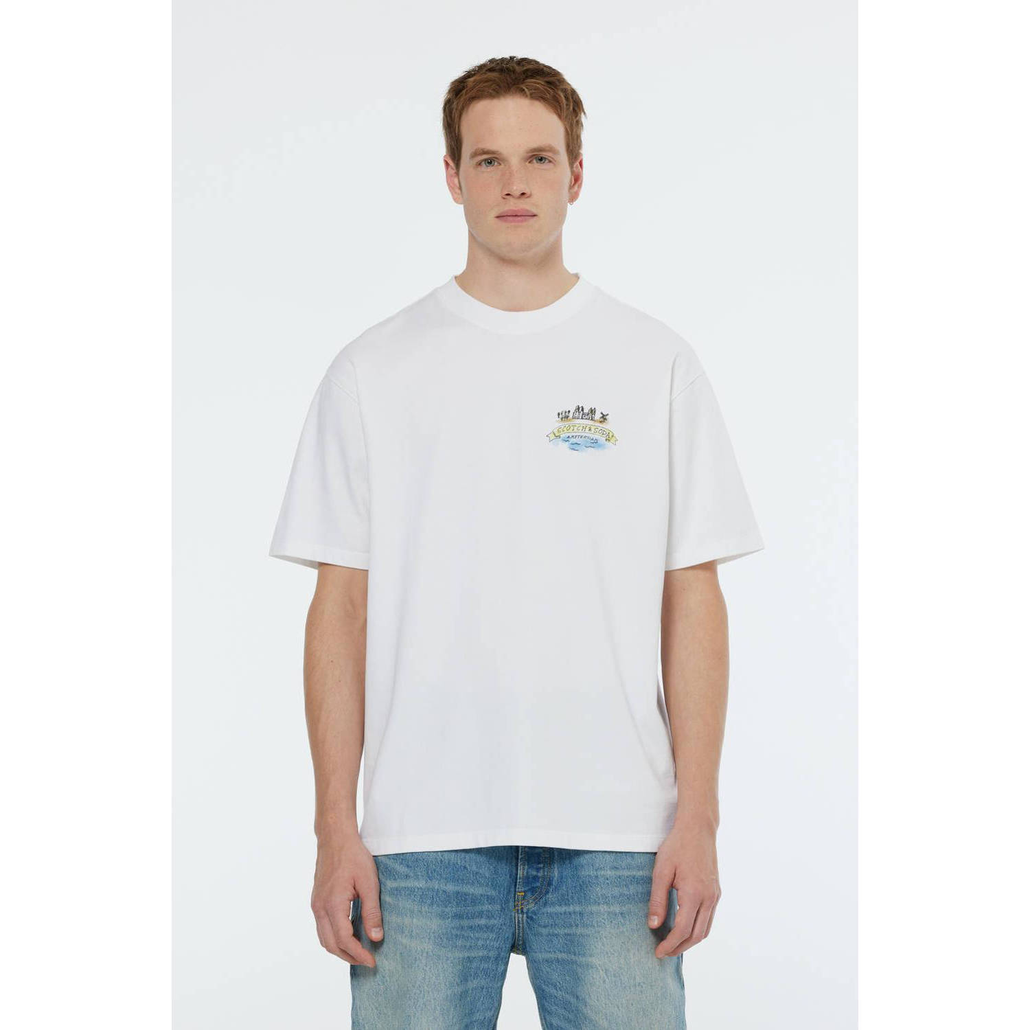 Scotch & Soda Artwork Relaxed Fit T-shirt White Heren