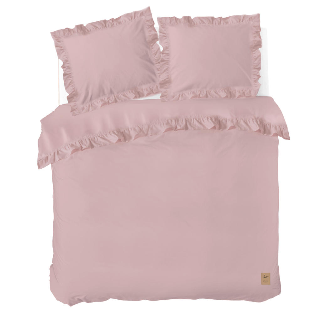 Dindi Home katoenen dekbedovertrek lits-jumeaux roze met ruffles (240x220 cm)
