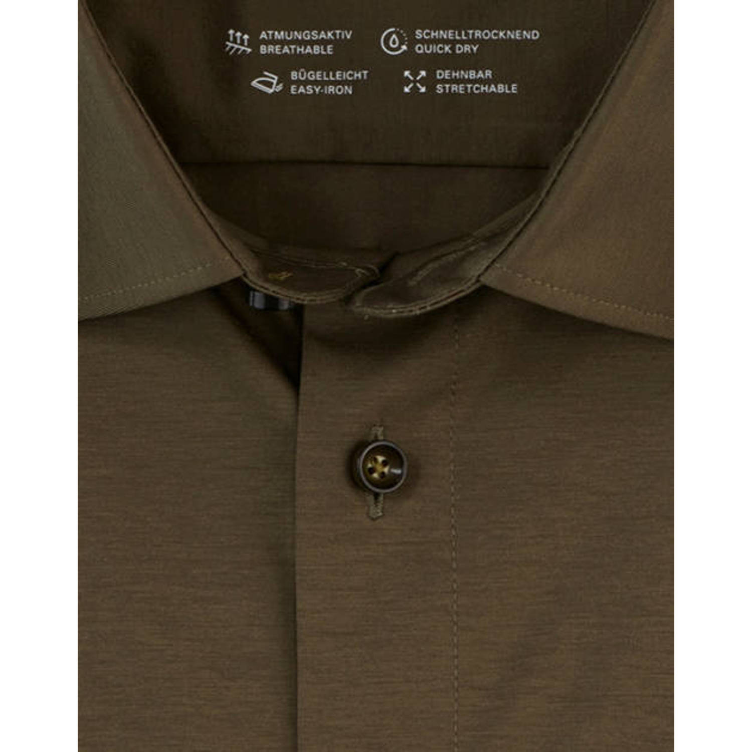 Olymp zakelijk overhemd 24 7 Luxor modern fit bruin