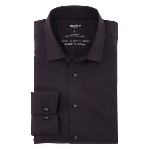 Olymp jersey overhemd 24/7 - Luxor modern fit zwart afbeelding