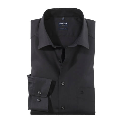 Olymp zakelijk overhemd poplin Luxor modern fit zwart afbeelding