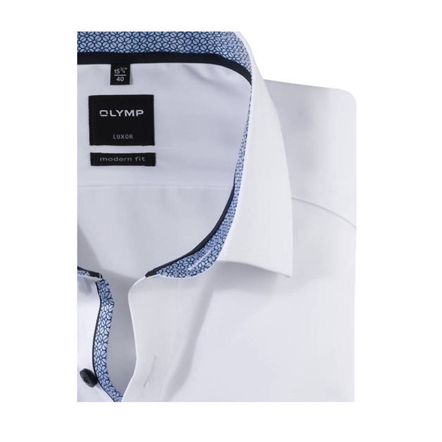 Olymp zakelijk overhemd Luxor wit blauw