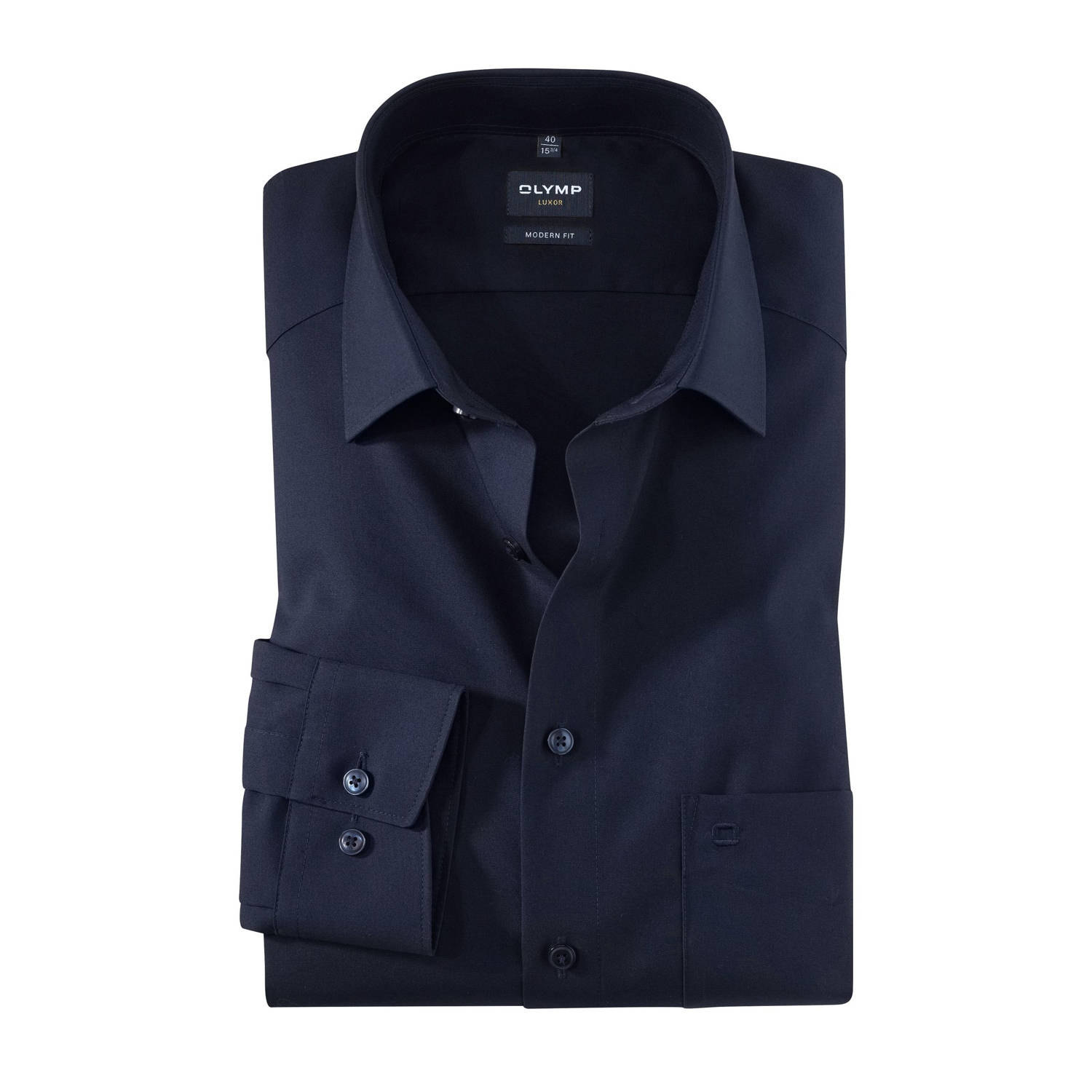 Olymp zakelijk overhemd poplin Luxor modern fit donkerblauw