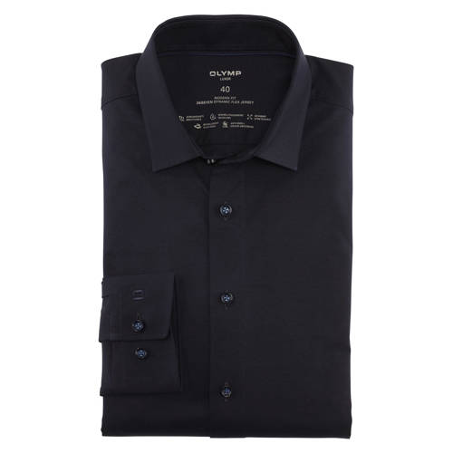 Olymp jersey overhemd 24/7 - Luxor modern fit donkerblauw afbeelding