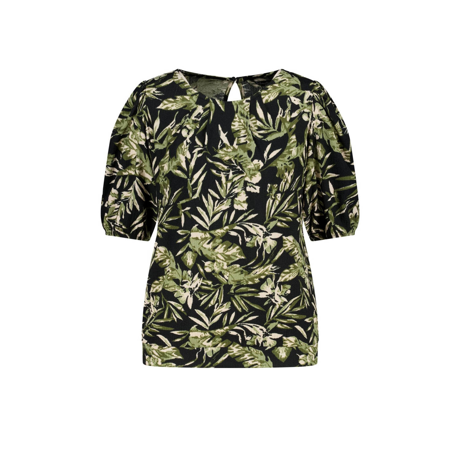 MS Mode blousetop kaki zwart