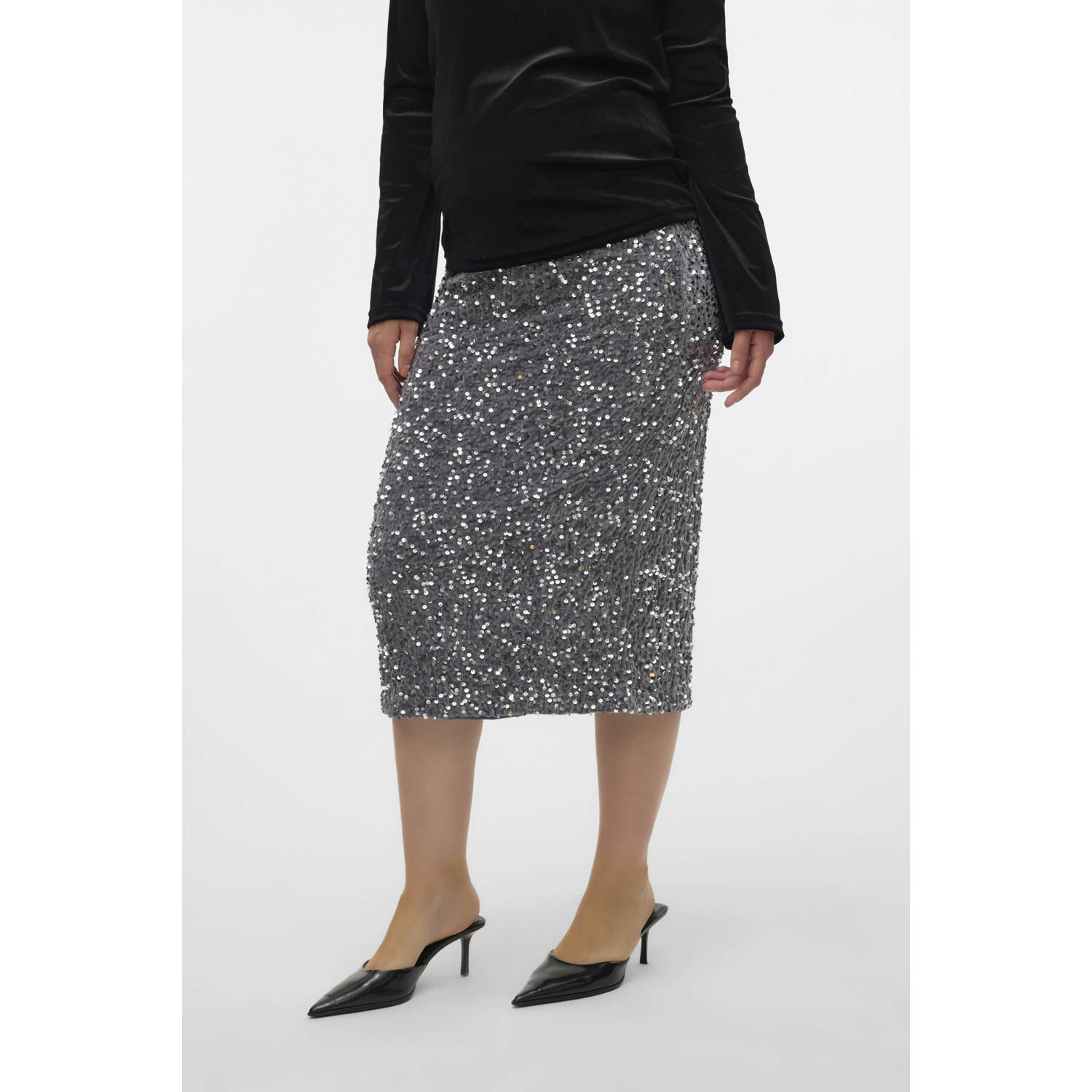 MAMALICIOUS zwangerschapsrok met pailletten MLGLITTER zilver