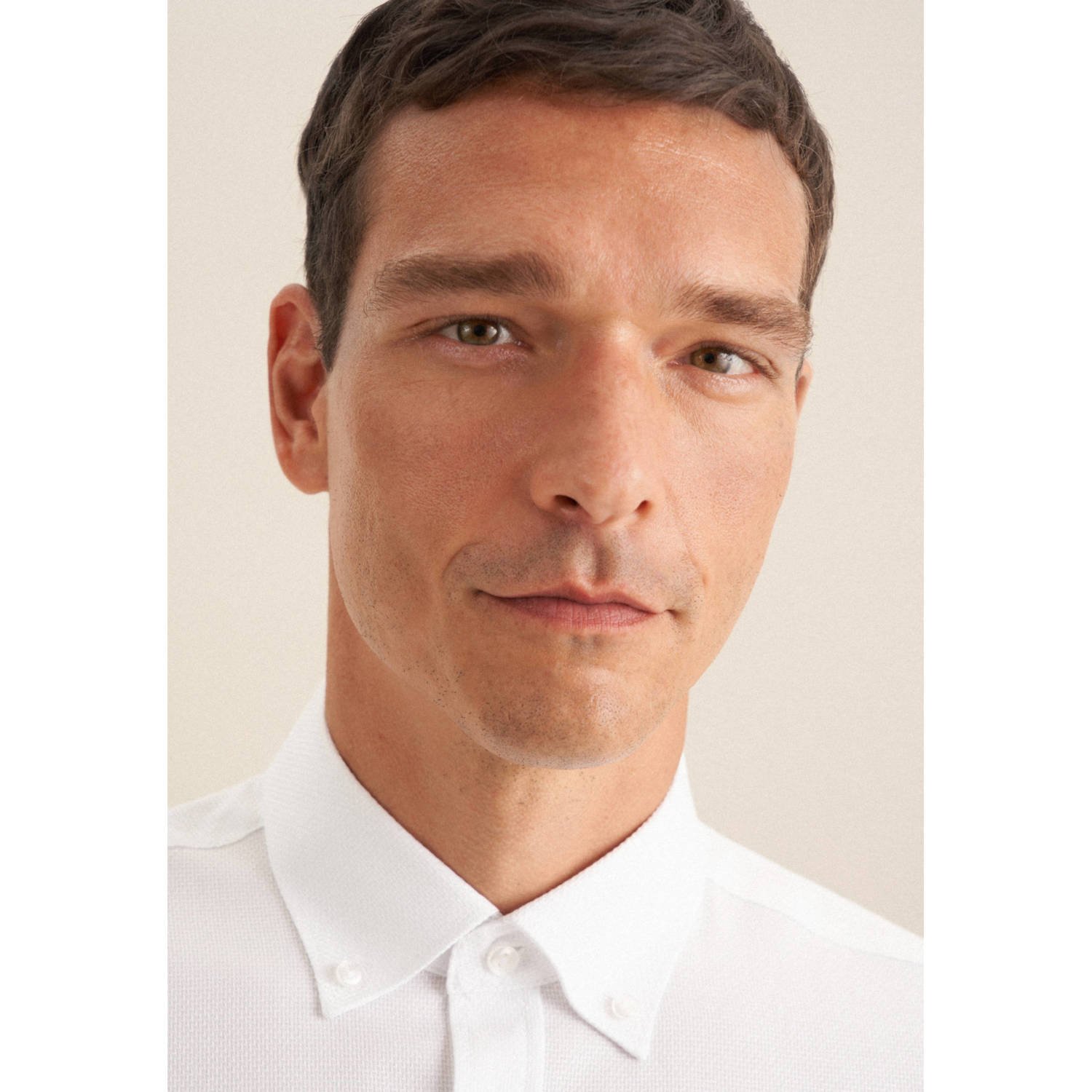 Seidensticker overhemd met all over print en textuur wit