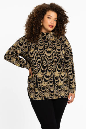 top met all over print goud/zwart