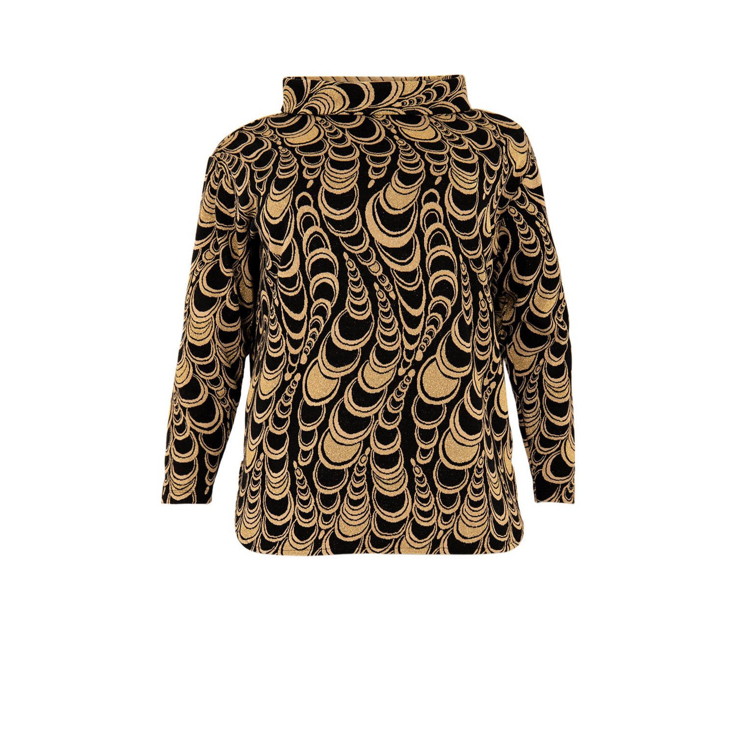 YOEK top met all over print goud zwart