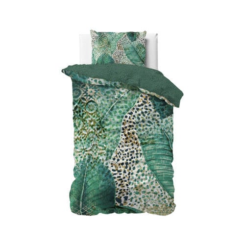 Dreamhouse katoen satijnen dekbedovertrek 1-persoons (140x220 cm) - Groen