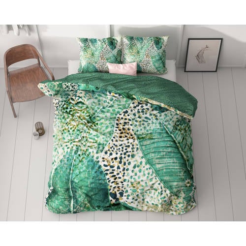Dreamhouse katoen satijnen dekbedovertrek 2-persoons (200x220 cm) - Groen