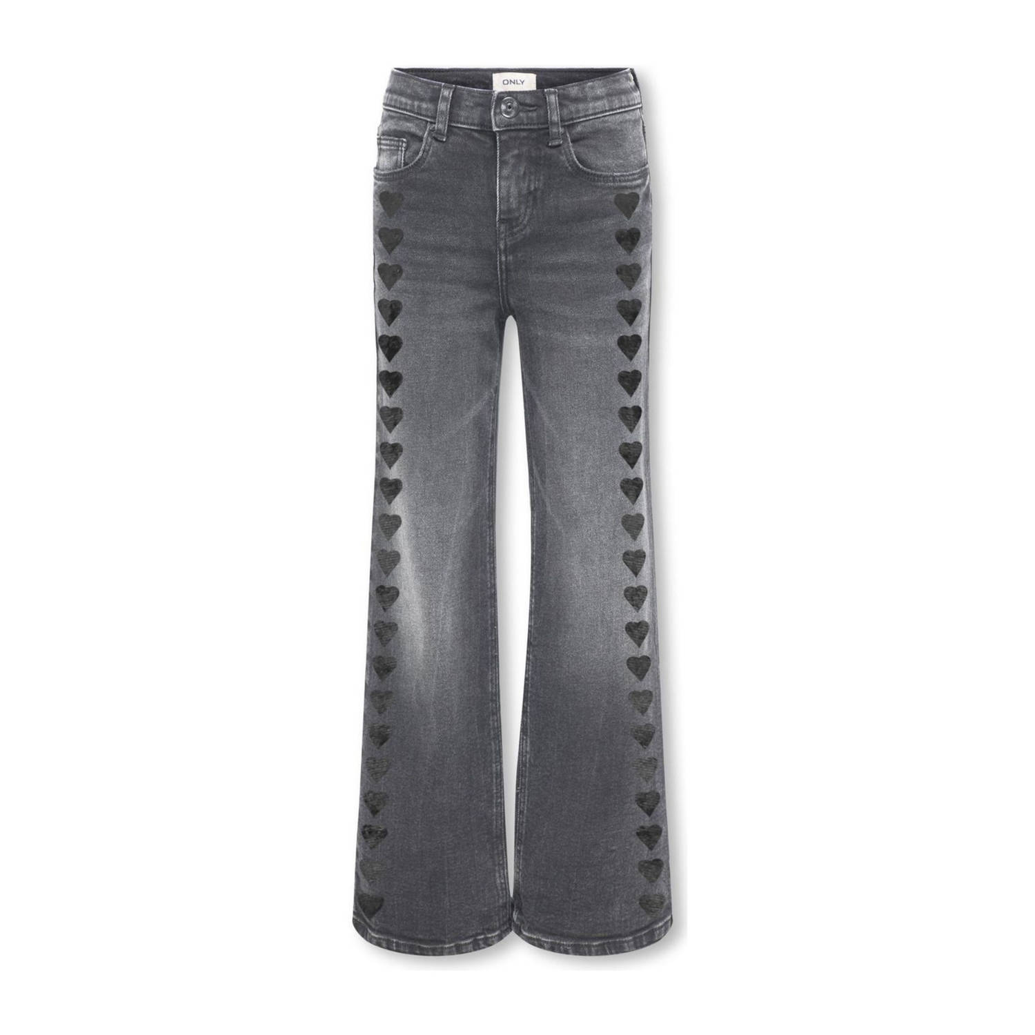 ONLY KIDS GIRL wide leg regular waist jeans black denim
