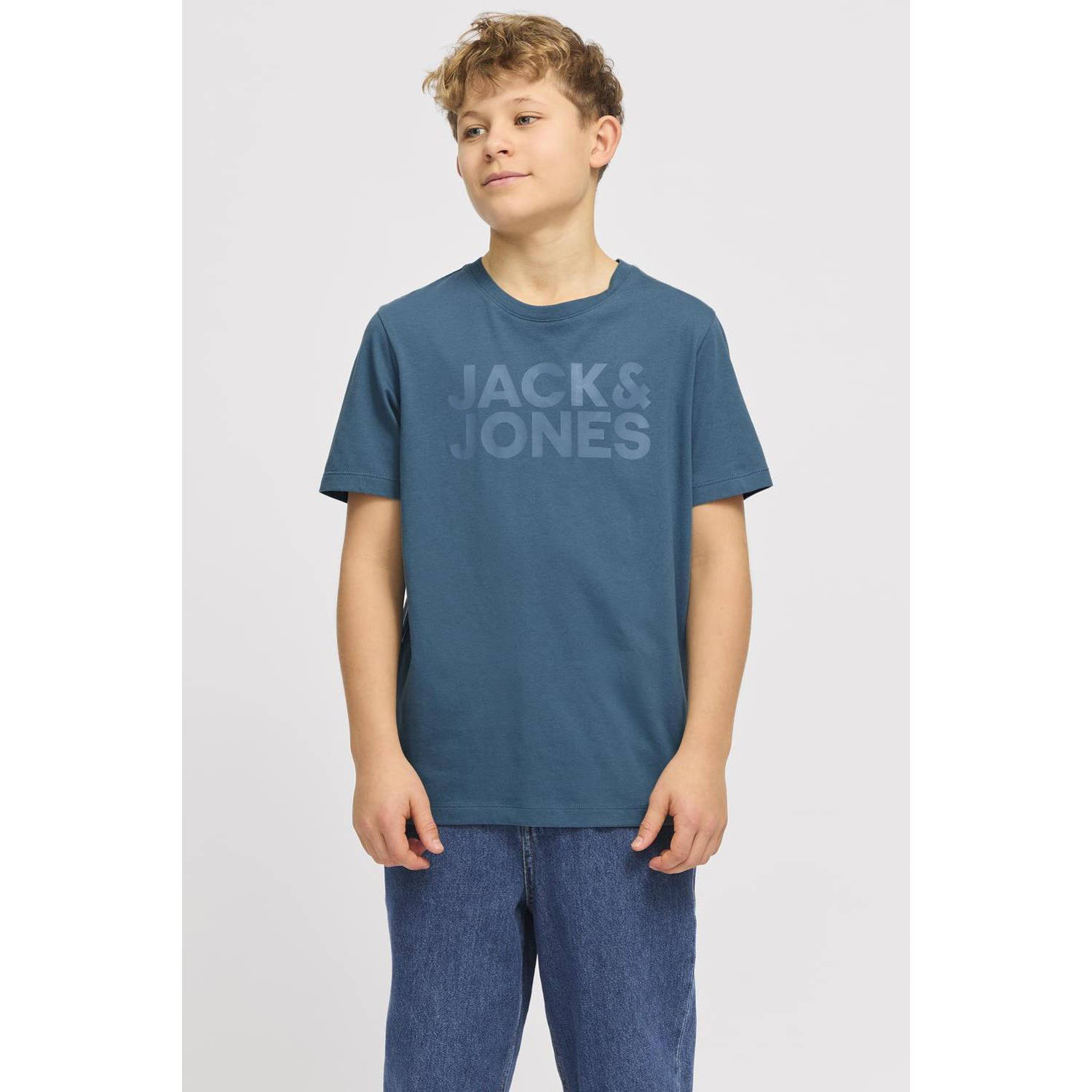 JACK & JONES JUNIOR T-shirt JJECORP LOGO met logo blauw