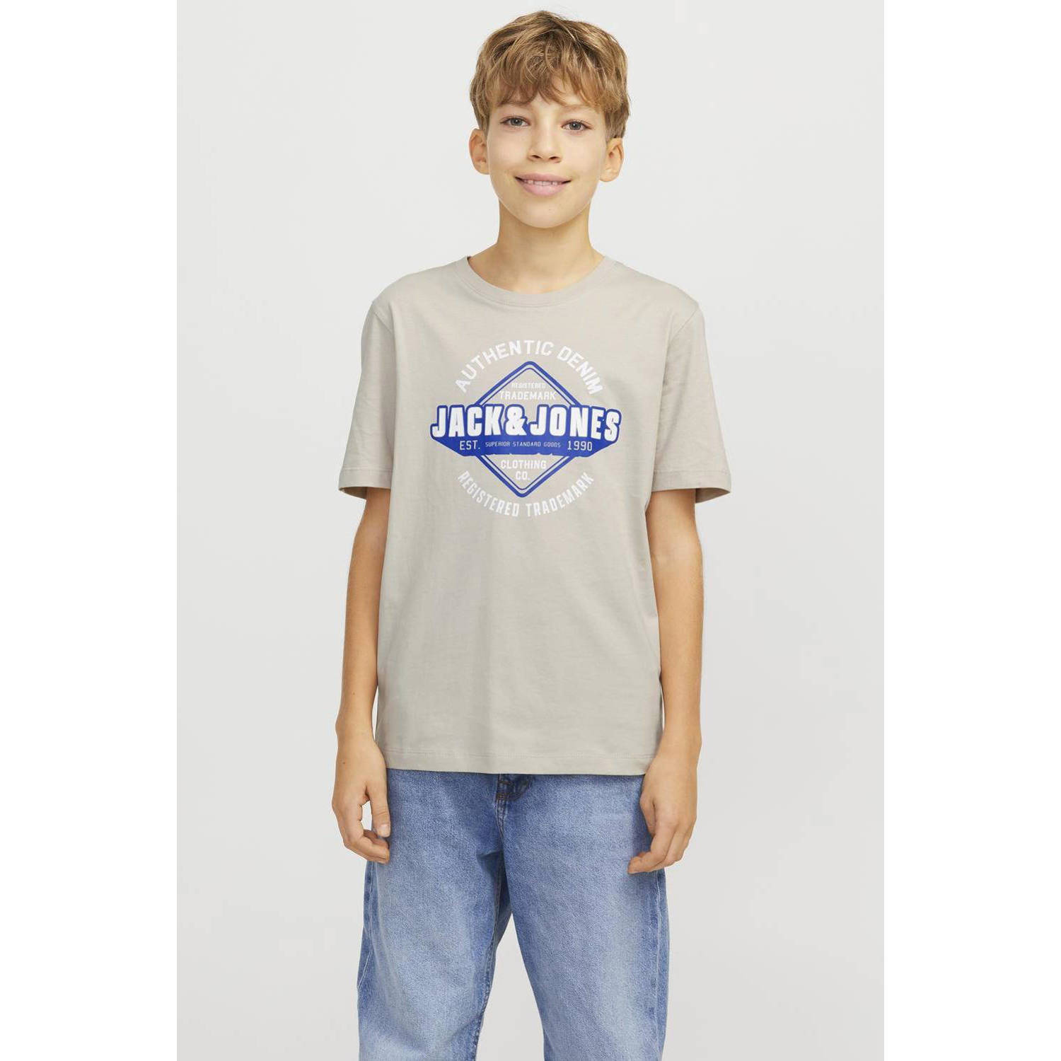 JACK & JONES JUNIOR T-shirt JJELOGO met logo beige