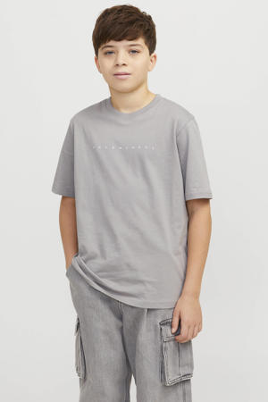 T-shirt JJESTAR met tekst grijs