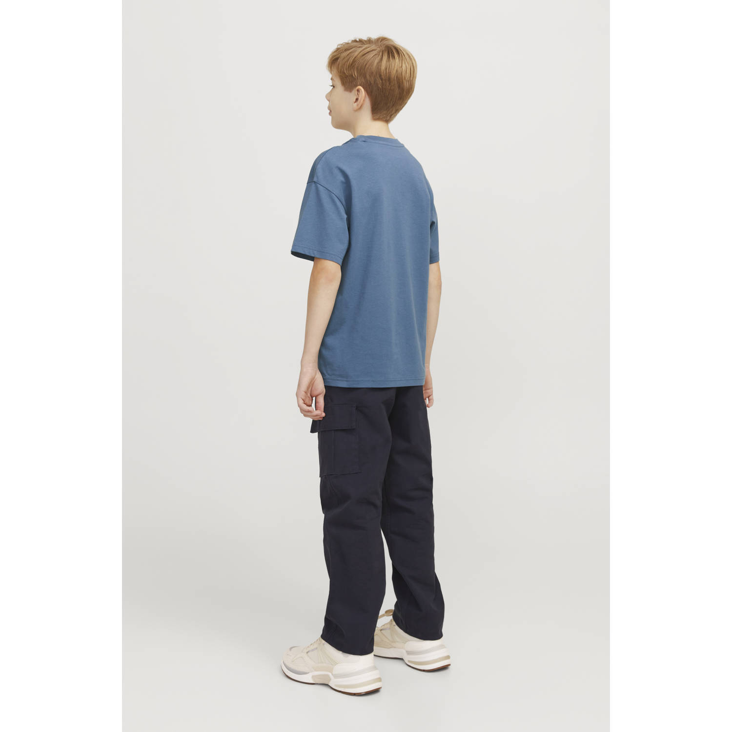 JACK & JONES JUNIOR T-shirt JJESTAR met tekst blauw