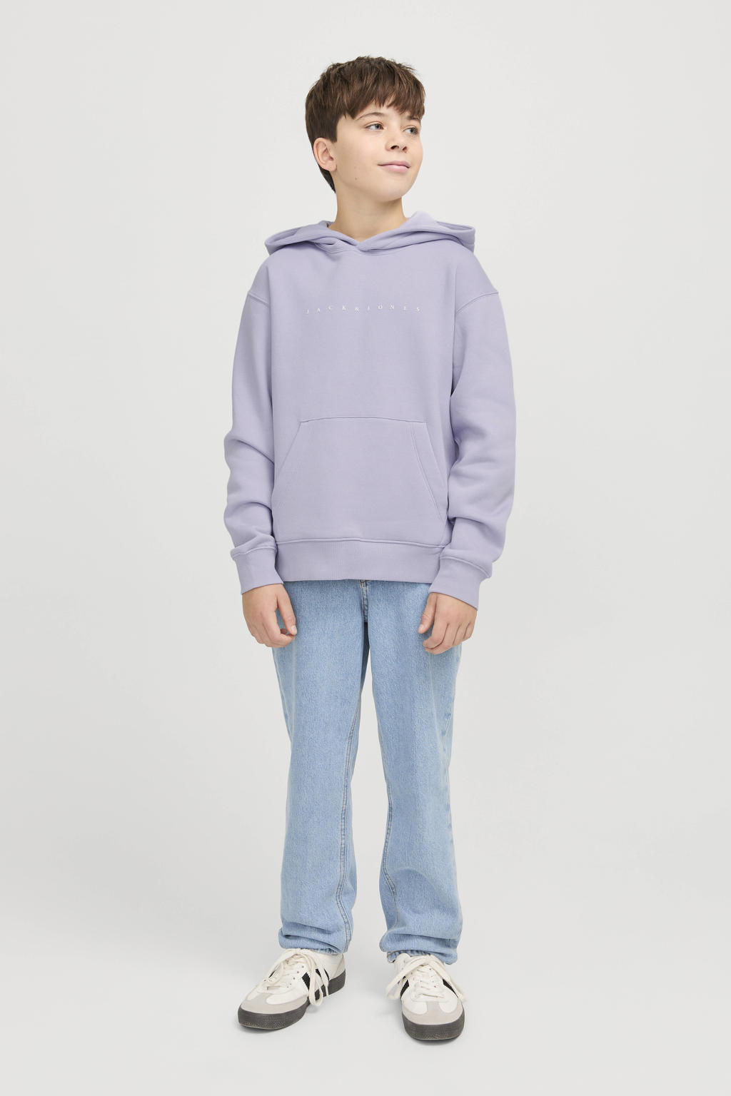 JACK & JONES JUNIOR hoodie JJESTAR met tekst lila