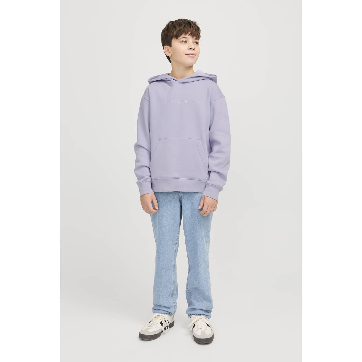 JACK & JONES JUNIOR hoodie JJESTAR met tekst lila