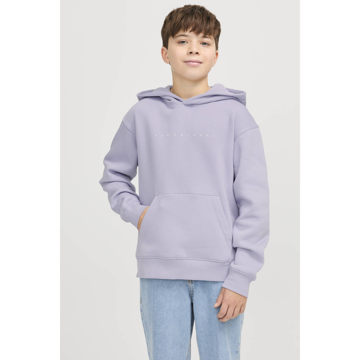 JACK & JONES JUNIOR hoodie JJESTAR met tekst lila