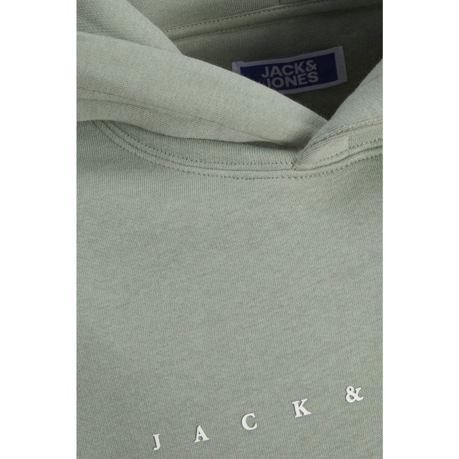JACK & JONES JUNIOR hoodie JJESTAR met tekst zachtgroen