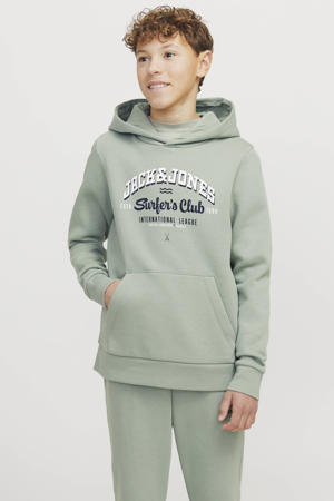 hoodie JJELOGO met logo zachtgroen