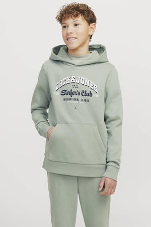 hoodie JJELOGO met logo zachtgroen