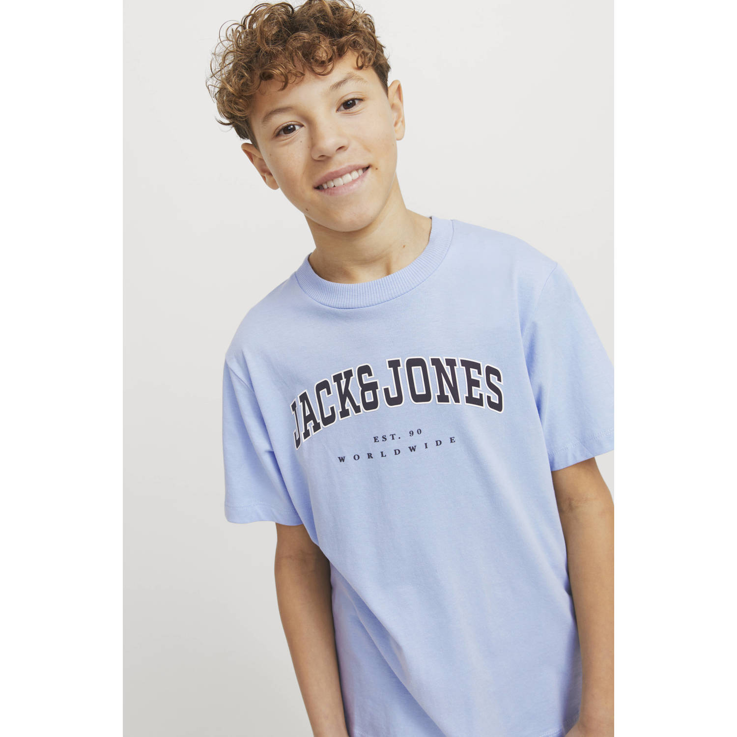 Jack & Jones Junior Shirt met ronde hals JJECALEB VARSITY TEE SS O-NECK NOOS JNR