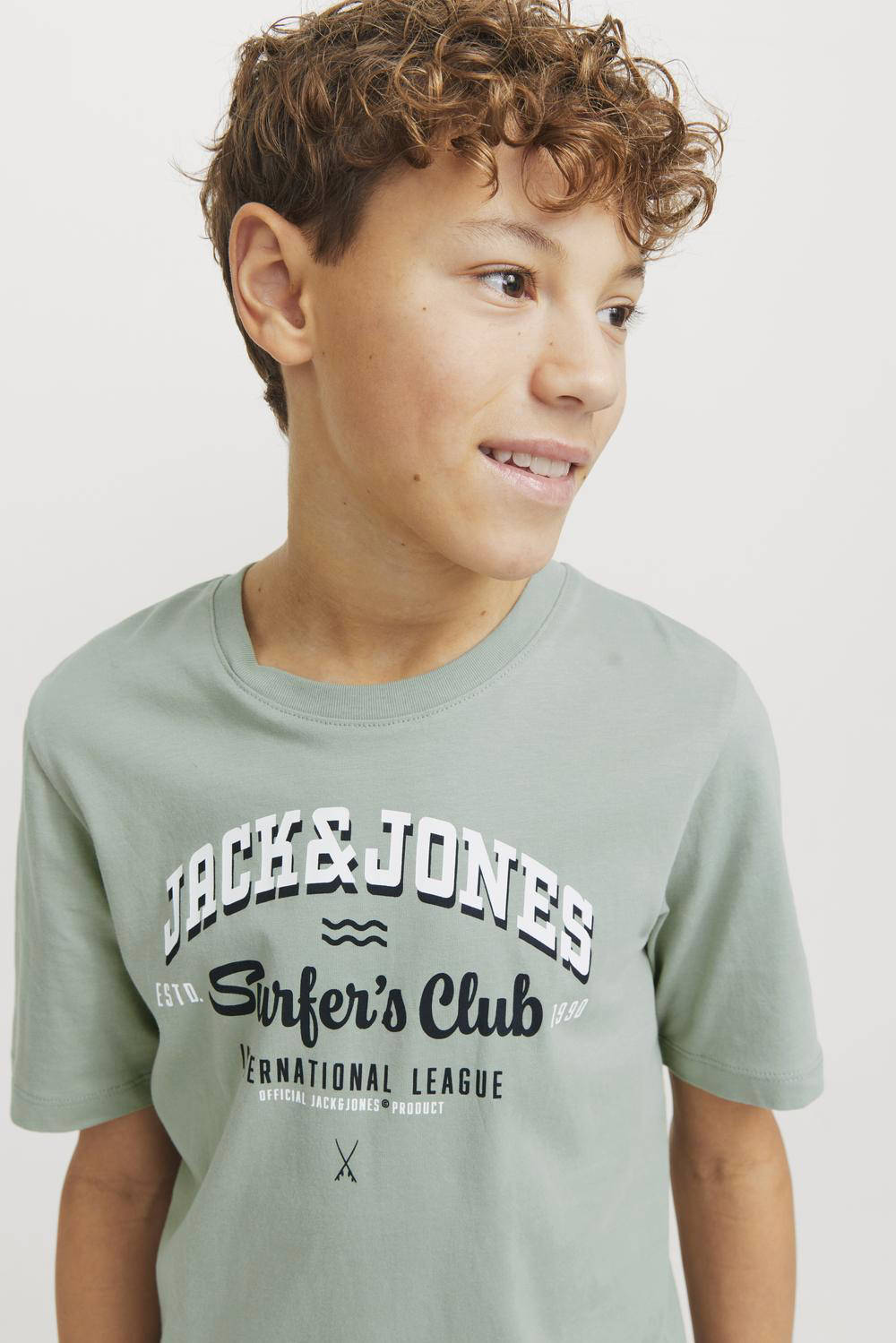JACK&JONES JUNIOR Jocsc Gradient Logo Tee SS OS Jnr T-Shirt, Desert Sage, 16 Anni Bambini e Ragazzi
